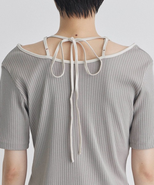 MURRAL(ミューラル)の「【MURRAL/ミューラル】Ivy halfsleeve top/ハーフスリーブトップス(Tシャツ/カットソー・レディース・ブラック/グレイッシュベージュ・1)」の22枚目の写真