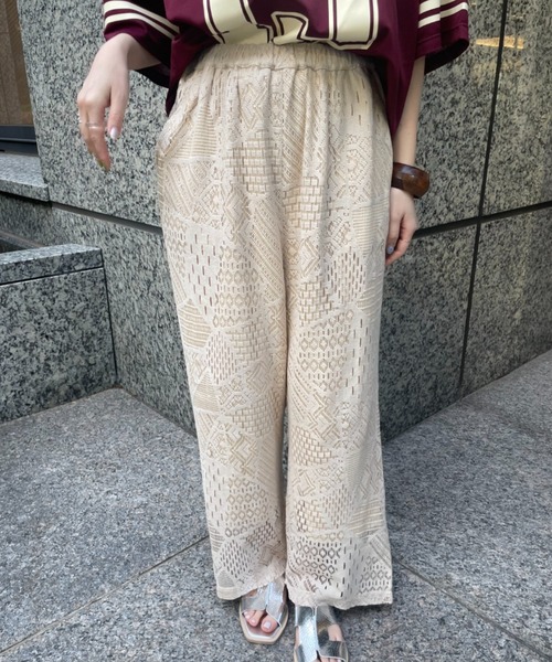 rbby ROSEBUD（アールビーバイローズバッド）の「【WEB・一部店舗限定】レースイージーパンツ（その他パンツ・レディース・ブラック/ホワイト・FREE）」の2枚目の写真