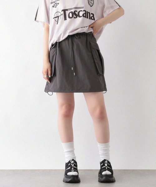 RAGEBLUE（レイジブルー）の「ナイロンカーゴミニスカート（スカート・レディース・グレー/オリーブ・FREE）」の16枚目の写真