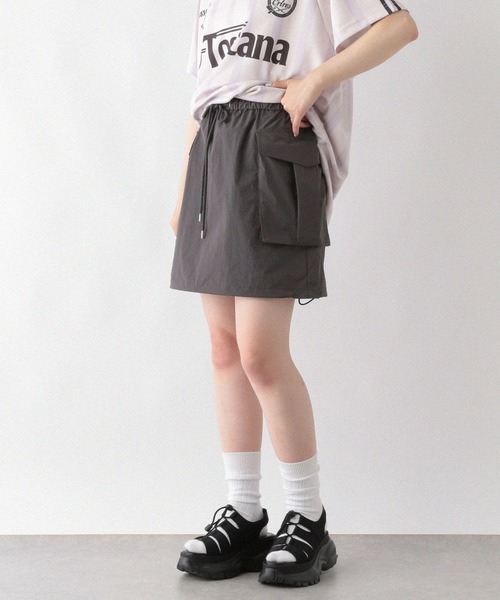 RAGEBLUE（レイジブルー）の「ナイロンカーゴミニスカート（スカート・レディース・グレー/オリーブ・FREE）」の15枚目の写真
