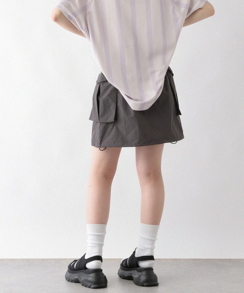 RAGEBLUE（レイジブルー）の「ナイロンカーゴミニスカート（スカート・レディース・グレー/オリーブ・FREE）」の14枚目の写真