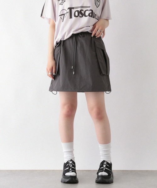 RAGEBLUE（レイジブルー）の「ナイロンカーゴミニスカート（スカート・レディース・グレー/オリーブ・FREE）」の13枚目の写真