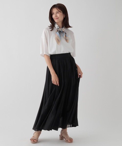 Elura（エルーラ）の「シアー艶フレアスカート/127433（スカート・レディース・ライトベージュ/ブラック/ライトグレー・FREE/FREE(S)）」の7枚目の写真