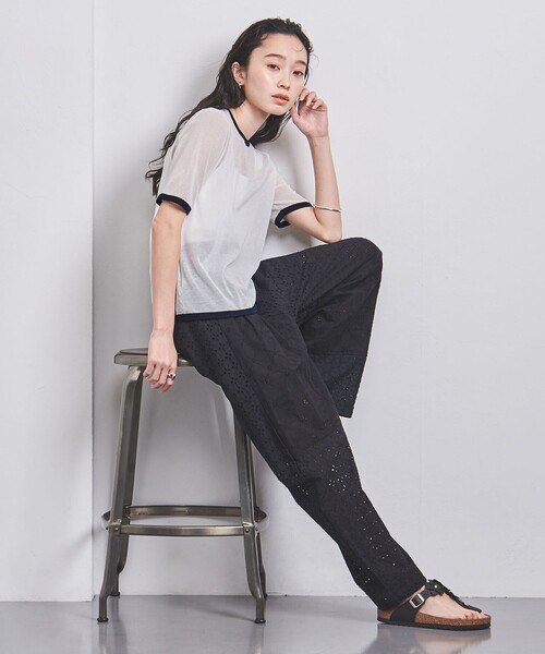 美品◎ユナイテッドアローズ　HT-CO ショートスリーブフレアニット UNITED ARROWS（ユナイテッドアローズ）の「コットンシルク 18G