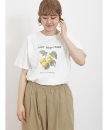 Samansa Mos2 | 【接触冷感】フルーツプリントTシャツ(Tシャツ/カットソー)