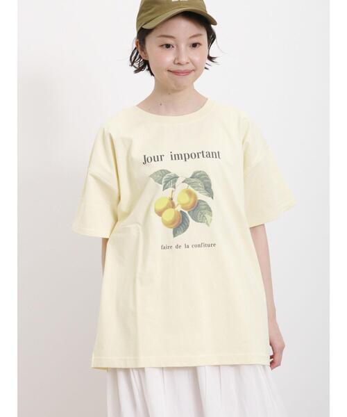 Samansa Mos2（サマンサ モスモス）の「【接触冷感】フルーツプリントTシャツ（Tシャツ/カットソー・レディース・イエロー/オフホワイト/チャコールグレー/サックスブルー・F）」の4枚目の写真