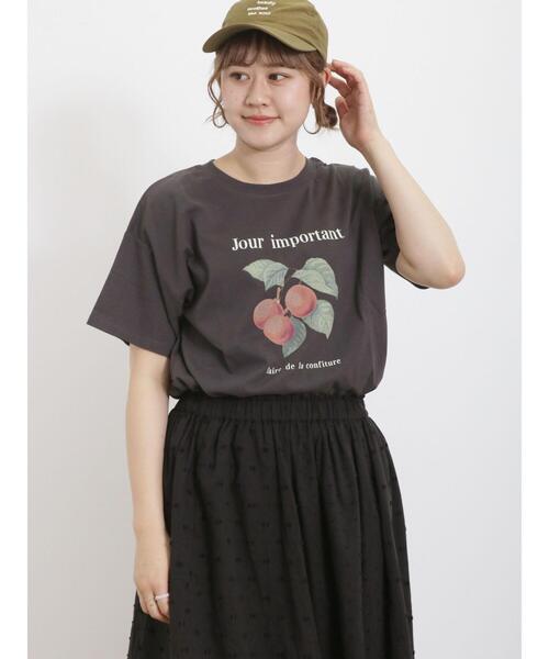 Samansa Mos2（サマンサ モスモス）の「【接触冷感】フルーツプリントTシャツ（Tシャツ/カットソー・レディース・イエロー/オフホワイト/チャコールグレー/サックスブルー・F）」の5枚目の写真