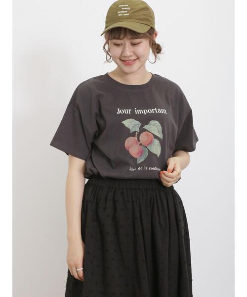 Samansa Mos2（サマンサ モスモス）の「【接触冷感】フルーツプリントTシャツ（Tシャツ/カットソー・レディース・イエロー/オフホワイト/チャコールグレー/サックスブルー・F）」の6枚目の写真