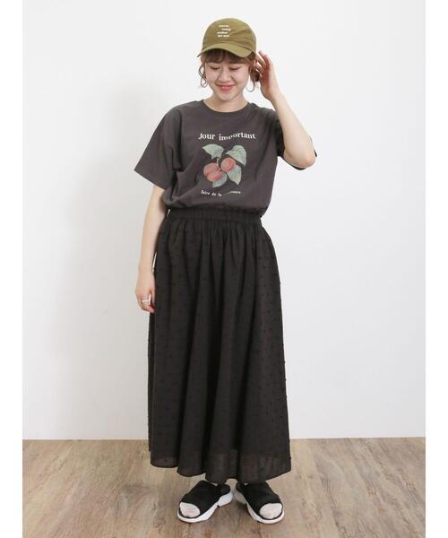 Samansa Mos2（サマンサ モスモス）の「【接触冷感】フルーツプリントTシャツ（Tシャツ/カットソー・レディース・イエロー/オフホワイト/チャコールグレー/サックスブルー・F）」の7枚目の写真