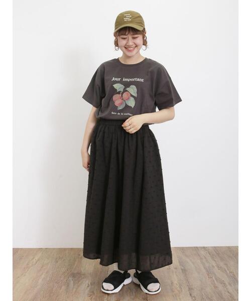 Samansa Mos2（サマンサ モスモス）の「【接触冷感】フルーツプリントTシャツ（Tシャツ/カットソー・レディース・イエロー/オフホワイト/チャコールグレー/サックスブルー・F）」の8枚目の写真