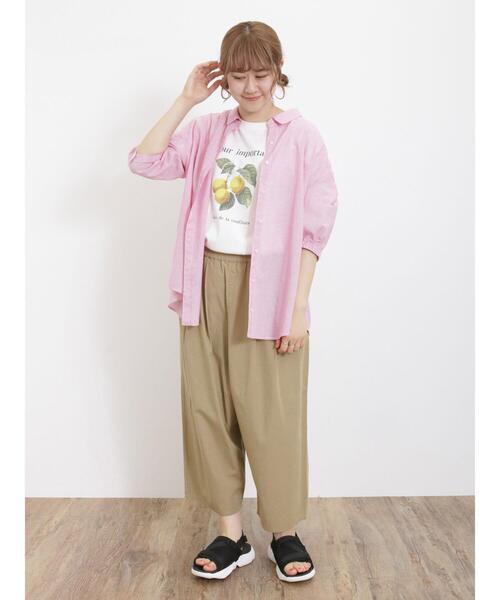 Samansa Mos2（サマンサ モスモス）の「【接触冷感】フルーツプリントTシャツ（Tシャツ/カットソー・レディース・イエロー/オフホワイト/チャコールグレー/サックスブルー・F）」の15枚目の写真