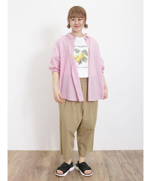 Samansa Mos2（サマンサ モスモス）の「【接触冷感】フルーツプリントTシャツ（Tシャツ/カットソー・レディース・イエロー/オフホワイト/チャコールグレー/サックスブルー・F）」の16枚目の写真