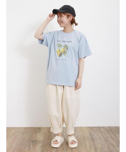 Samansa Mos2（サマンサ モスモス）の「【接触冷感】フルーツプリントTシャツ（Tシャツ/カットソー・レディース・イエロー/オフホワイト/チャコールグレー/サックスブルー・F）」の19枚目の写真