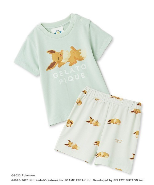 ジェラートピケ　ポケモン　接触冷感プリントTシャツ＆ショートパンツセット　ヤドン ポケモンスリープ】【ベビー】接触冷感プリントTシャツ