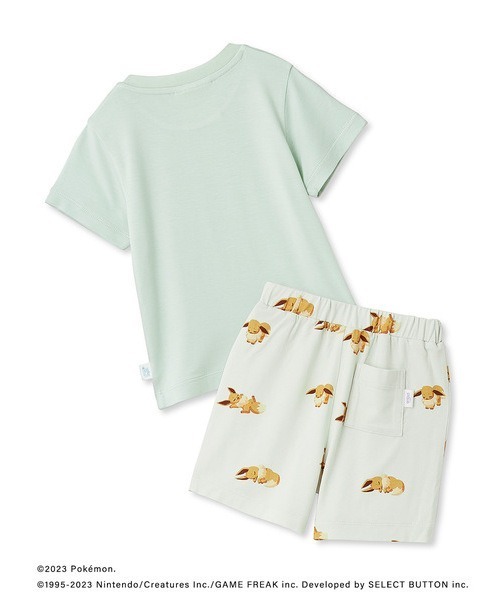 ジェラートピケ ヒトカゲ　ポケモンスリープ 接触冷感　ルームウェア　上下セット ポケモンスリープ】接触冷感プリントTシャツ＆ショートパンツセット