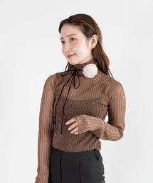 ラメシアーリブニットトップス