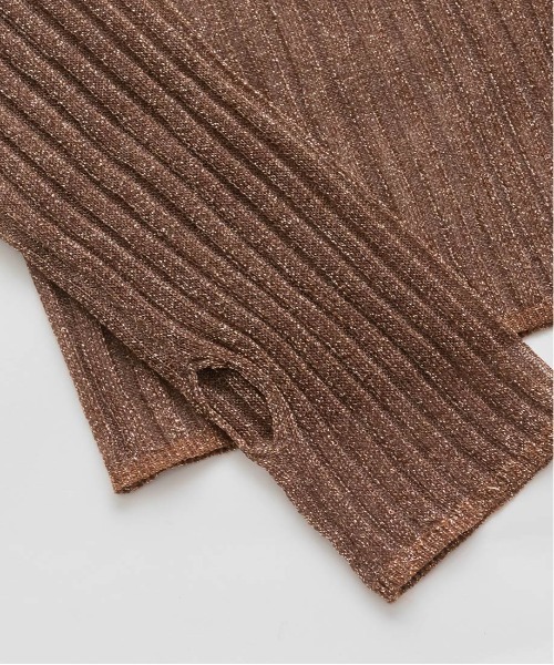 RANDA(ランダ)の「ラメシアーリブニットトップス(ニット/セーター・レディース・ピンク/グレー/ブラウン/ホワイト・FREE)」の5枚目の写真