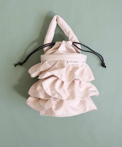 COLDE (コルデ)の「ナイロンフリル2way巾着ショルダーバッグ(ショルダーバッグ・レディース・サックスブルー/アイボリー/モカ/ブラック・FREE)」の2枚目の写真