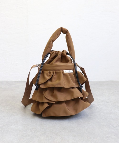 COLDE (コルデ)の「ナイロンフリル2way巾着ショルダーバッグ(ショルダーバッグ・レディース・サックスブルー/アイボリー/モカ/ブラック・FREE)」の8枚目の写真