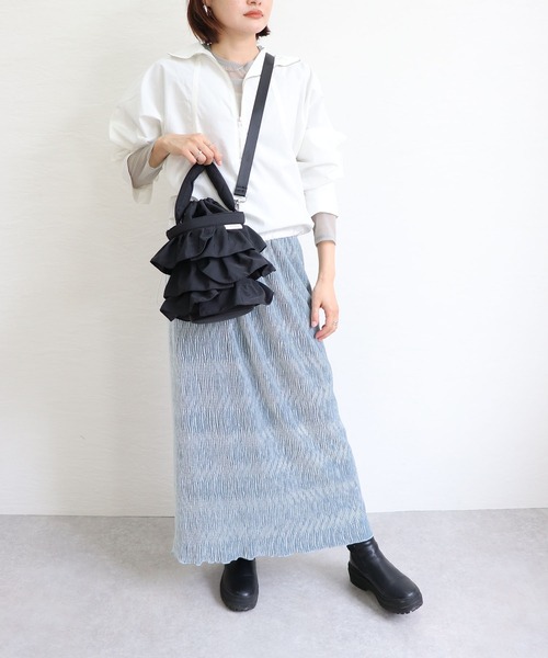 COLDE (コルデ)の「ナイロンフリル2way巾着ショルダーバッグ(ショルダーバッグ・レディース・サックスブルー/アイボリー/モカ/ブラック・FREE)」の17枚目の写真