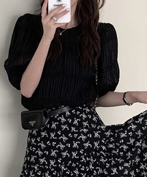 パフスリーブシャーリングシアートップス