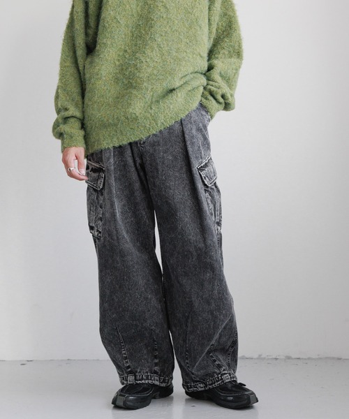 RAGEBLUE（レイジブルー）の「DENIM CARGO PANTS / デニムミリタリーカーゴパンツ/パラシュートパンツ（デニムパンツ・メンズ・ダークグレー/グレー/ブルー/ブルー系その他/ブルー系その他2・SMALL/MEDIUM/LARGE）」の2枚目の写真