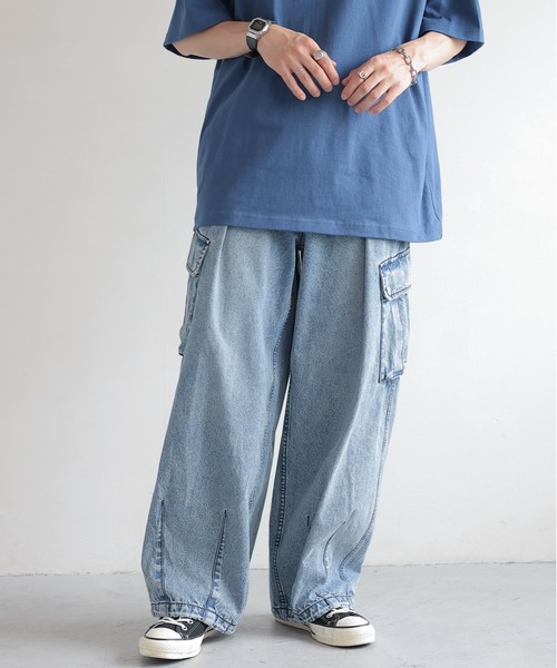 RAGEBLUE（レイジブルー）の「DENIM CARGO PANTS / デニムミリタリーカーゴパンツ/パラシュートパンツ（デニムパンツ・メンズ・ダークグレー/グレー/ブルー/ブルー系その他/ブルー系その他2・SMALL/MEDIUM/LARGE）」の19枚目の写真