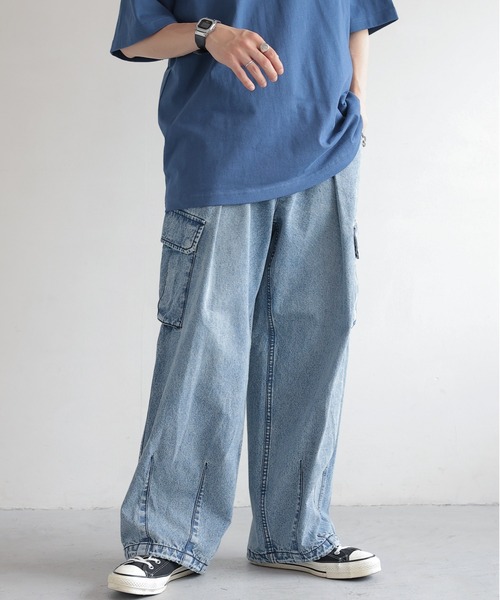RAGEBLUE（レイジブルー）の「DENIM CARGO PANTS / デニムミリタリーカーゴパンツ/パラシュートパンツ（デニムパンツ・メンズ・ダークグレー/グレー/ブルー/ブルー系その他/ブルー系その他2・SMALL/MEDIUM/LARGE）」の20枚目の写真