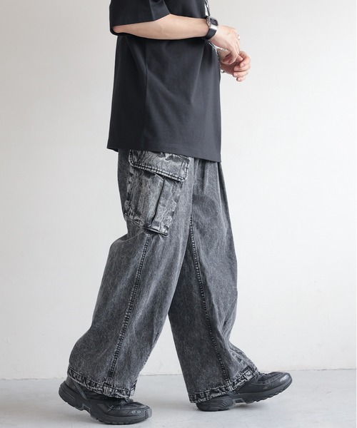 RAGEBLUE（レイジブルー）の「DENIM CARGO PANTS / デニムミリタリーカーゴパンツ/パラシュートパンツ（デニムパンツ・メンズ・ダークグレー/グレー/ブルー/ブルー系その他/ブルー系その他2・SMALL/MEDIUM/LARGE）」の10枚目の写真