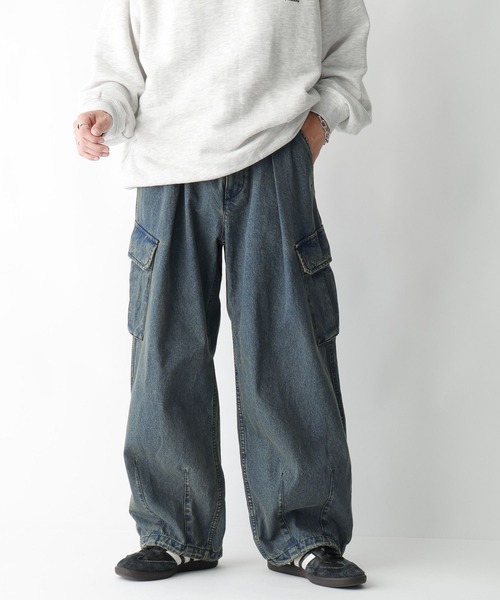 セール】DENIM CARGO PANTS / デニムミリタリーカーゴパンツ