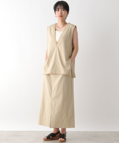 LEPSIM(レプシィム)の「リネン混フリンジベスト 124034(ベスト・レディース・アイボリー/チャコールグレー/カーキブラウン・FREE)」の6枚目の写真