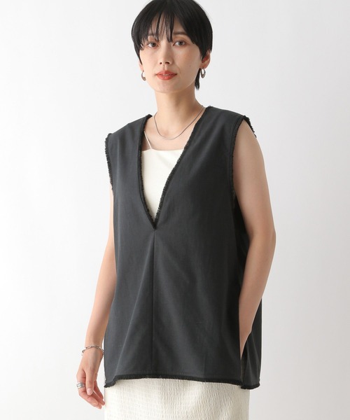 LEPSIM(レプシィム)の「リネン混フリンジベスト 124034(ベスト・レディース・アイボリー/チャコールグレー/カーキブラウン・FREE)」の12枚目の写真