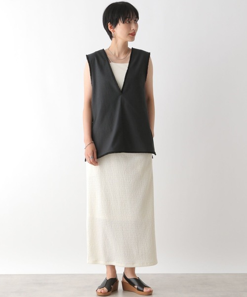 LEPSIM(レプシィム)の「リネン混フリンジベスト 124034(ベスト・レディース・アイボリー/チャコールグレー/カーキブラウン・FREE)」の16枚目の写真