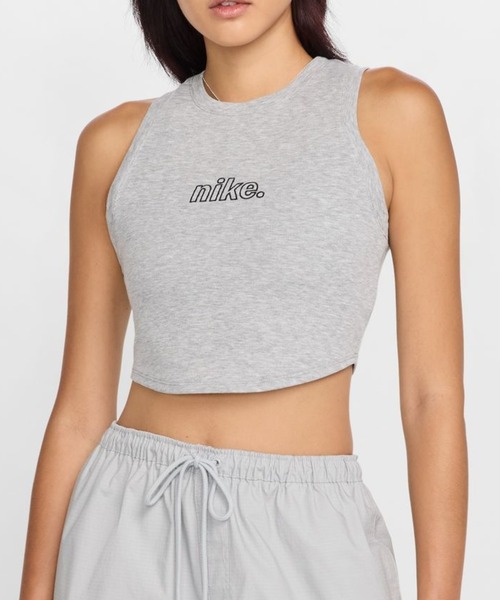 NIKE（ナイキ）の「ナイキ NIKE ナイキ  NSW リブ クロップ タンク トップ OPP1（タンクトップ・レディース・ブラック/グレー/ピンク・M/L）」の2枚目の写真