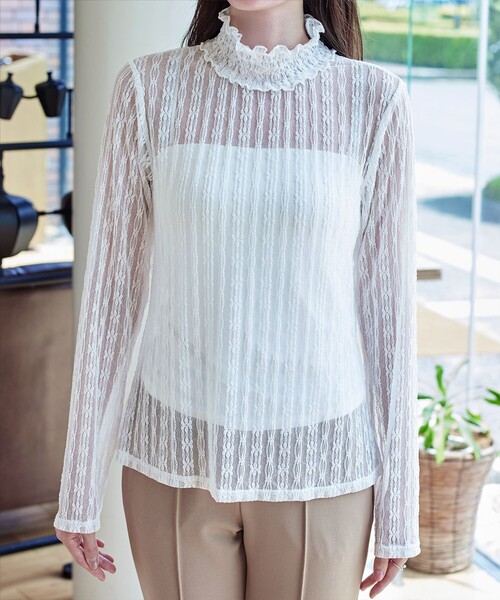 Tiaclasse（ティアクラッセ）の「【選べる4type】ハイネックカットソートップス（Tシャツ/カットソー・レディース・オフホワイト/ベージュ/ブラック/ホワイト・XL/XXL）」の14枚目の写真