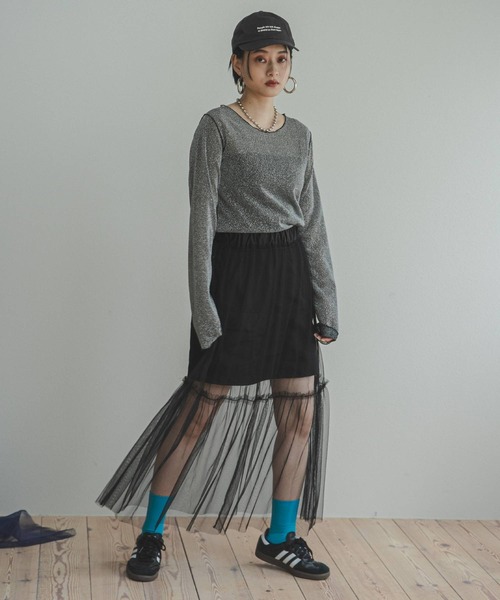 bohmal(ボマール)の「タフタ×チュールレイヤードスカート(スカート・レディース・ブラック・MEDIUM)」の8枚目の写真