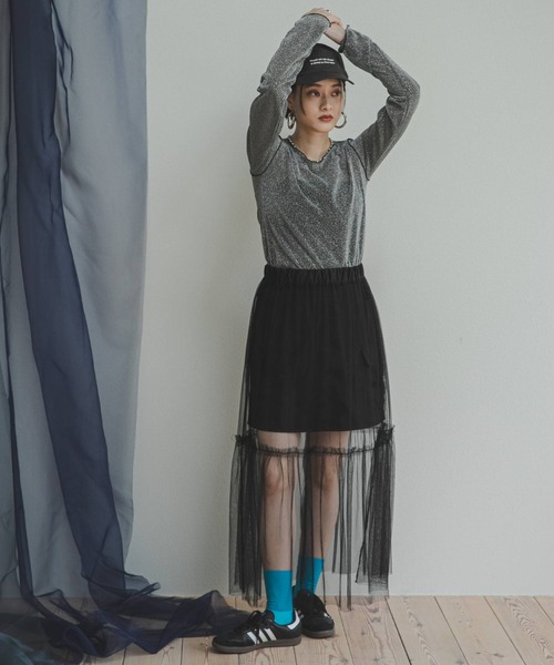 bohmal(ボマール)の「タフタ×チュールレイヤードスカート(スカート・レディース・ブラック・MEDIUM)」の11枚目の写真