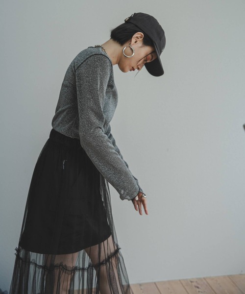 bohmal(ボマール)の「タフタ×チュールレイヤードスカート(スカート・レディース・ブラック・MEDIUM)」の10枚目の写真