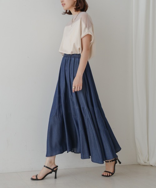 Bou Jeloud（ブージュルード）の「切替デニムフレアスカート（スカート・レディース・ライトブルー/ブルー・38）」の5枚目の写真