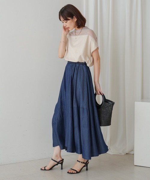 Bou Jeloud（ブージュルード）の「切替デニムフレアスカート（スカート・レディース・ライトブルー/ブルー・38）」の7枚目の写真