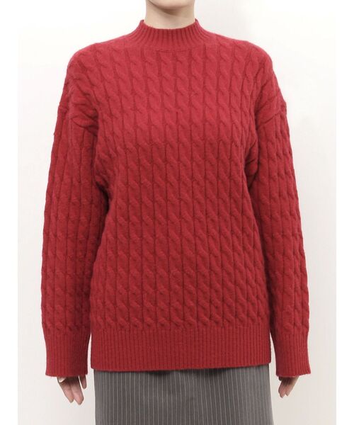 MERCURYDUO（マーキュリーデュオ）の「ミドル丈ボトルネックケーブルニット（ニット/セーター・レディース・レッド/グレー/アイボリー・FREE）」の17枚目の写真