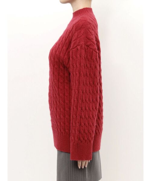 MERCURYDUO（マーキュリーデュオ）の「ミドル丈ボトルネックケーブルニット（ニット/セーター・レディース・レッド/グレー/アイボリー・FREE）」の18枚目の写真