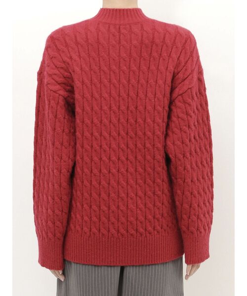 MERCURYDUO（マーキュリーデュオ）の「ミドル丈ボトルネックケーブルニット（ニット/セーター・レディース・レッド/グレー/アイボリー・FREE）」の19枚目の写真