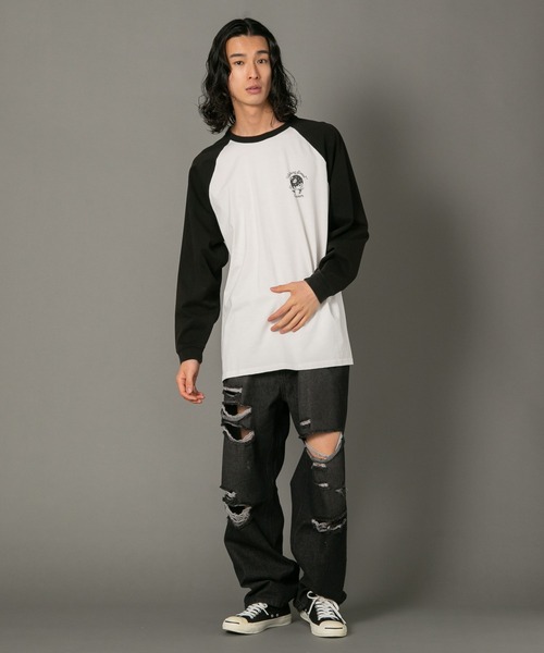 LB/S （エルビーエス）の「【SAVIER/サビアー】 ルーズフィットラグランロンT（Tシャツ/カットソー・メンズ・ブラック/ネイビー・MEDIUM/LARGE）」の7枚目の写真