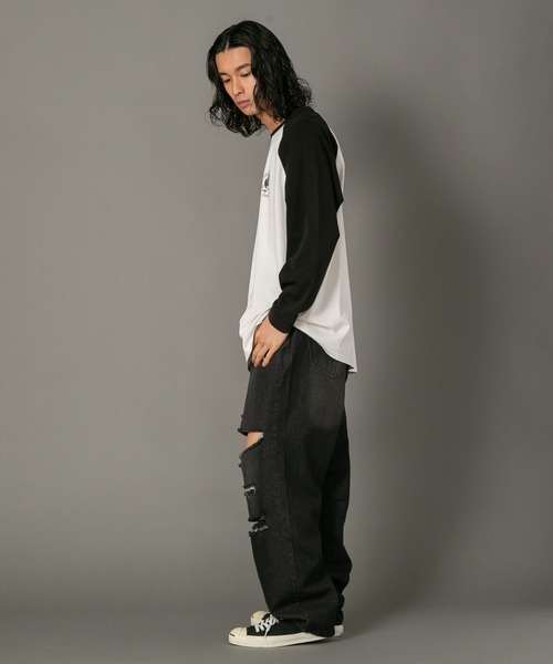 LB/S （エルビーエス）の「【SAVIER/サビアー】 ルーズフィットラグランロンT（Tシャツ/カットソー・メンズ・ブラック/ネイビー・MEDIUM/LARGE）」の8枚目の写真