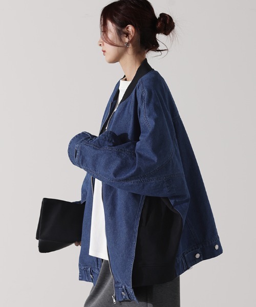 デニム×スウェット異素材アウター（デニムジャケット）｜HUG.U（ハグユー）