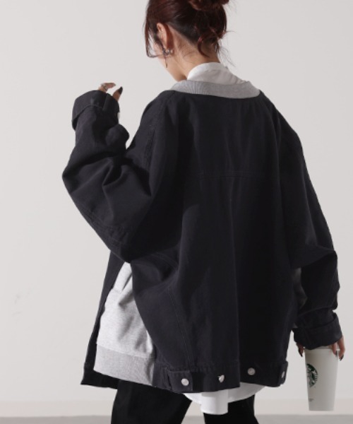 デニム×スウェット異素材アウター（デニムジャケット）｜HUG.U（ハグユー）