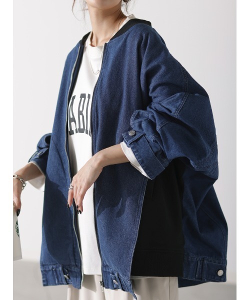 デニム×スウェット異素材アウター（デニムジャケット）｜HUG.U（ハグユー）