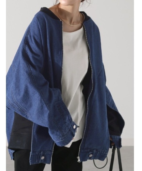 デニム×スウェット異素材アウター（デニムジャケット）｜HUG.U（ハグユー）