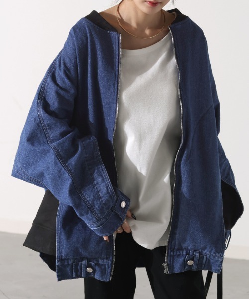 デニム×スウェット異素材アウター（デニムジャケット）｜HUG.U（ハグユー）